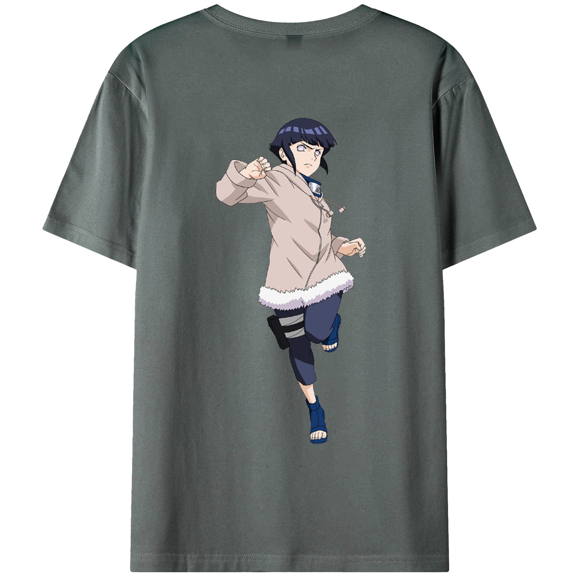 （画像用） NARUTO -ナルト- 日向ヒナタ Hyūga Hinata 綿100％ メンズ半袖Tシャツ（バックプリント） 通気性